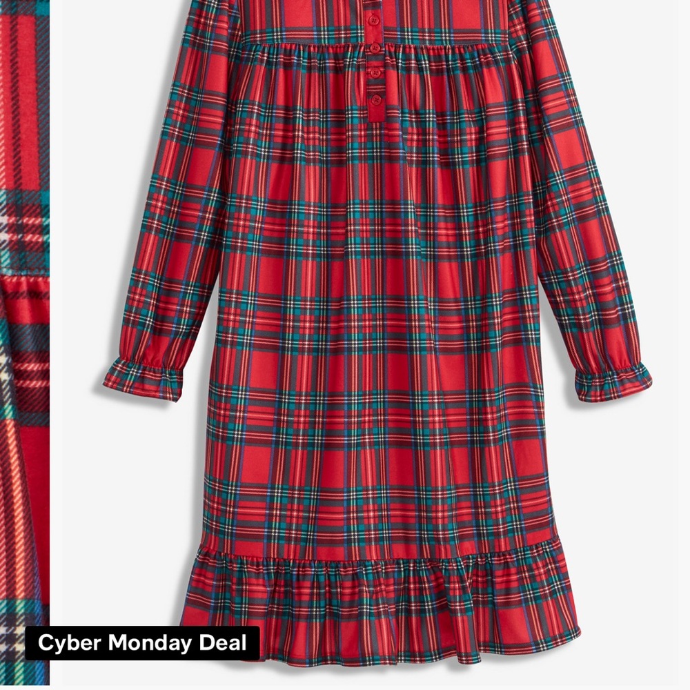 Charlie Holiday Red Plaid Kids Nightgown